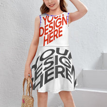 Cargar imagen en el visor de la galería, Vestido de niña F12Q vestido de jersey sin mangas personalizado con patrón foto texto (impresión de imágenes múltiples)