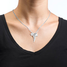 Cargar imagen en el visor de la galería, Collar de Ala Ángel Corazon Disco de Plata de Ley 925 / Cobre X0027 Grabado Personalizado con Texto Nombre