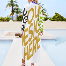 Cargar imagen en el visor de la galería, Vestido camisero manga larga cuello abotonado solapa para mujer JS Personalizado con Impresión Completa de múltiples imágenes con Foto Logo Patrón Texto