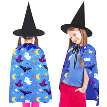 Cargar imagen en el visor de la galería, Conjunto de Capa de mago Traje de Disfraz de bruja de Halloween Fiesta para Niños Niñas Chicos Chicas FS0821001 Personalizado con Impresión Completa con Foto Logo Patrón Texto