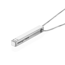 Cargar imagen en el visor de la galería, Collar de Barra Vertical con Diamante para Mujer Hombre X0004 Grabado Personalizado con Texto Nombre