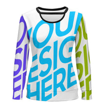 Cargar imagen en el visor de la galería, Camiseta Blusa de Moda Estilo Casual Sueltas Holgada Manga Larga Cuello Redondo para Mujer NZ051 Personalizada con Impresión Completa de múltiples imágenes con Foto Logo Patrón Texto