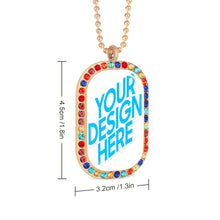 Cargar imagen en el visor de la galería, Collar de Dorado Rosa con Diamantes de Colores de Aleación con Impresión Digital de Diseño Personalizado con Tu Nombre o Foto