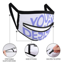 Cargar imagen en el visor de la galería, Mascarilla con Cremallera Reutilizable Ajustable Lavable para Adultos Mujer Hombre JJ0521165 Personalizada Impresion Completa de Una Imagen con Foto Logo Patrón Texto