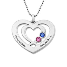 Cargar imagen en el visor de la galería, Collar de Corazón de Circonitas Cúbicas de Plata 925 / Cobre para Mujer X0087 Grabado Personalizado con Texto Nombre