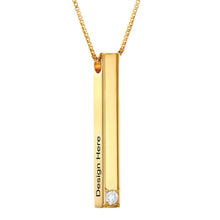 Cargar imagen en el visor de la galería, Collar de Barra Vertical con Diamante para Mujer Hombre X0004 Grabado Personalizado con Texto Nombre