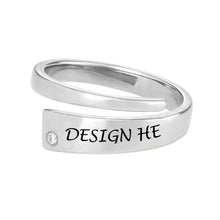 Cargar imagen en el visor de la galería, Anillo con circonita cúbica para mujer hombre / plata de ley 925 / chapado en oro de 18 quilates / chapado en oro rosa de 18 quilates / anillo con nombre texto con grabado J0003 Personalizado