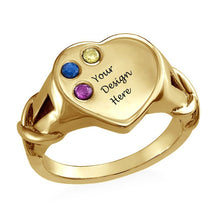 Cargar imagen en el visor de la galería, Anillos Vintage J0009 Personalizado para mujer con Cristales de Zirconia Plata de Ley 925 chapada en Oro grabado con txeto nombre letras