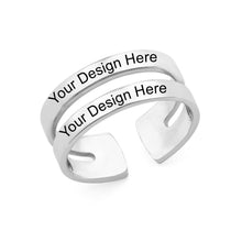 Cargar imagen en el visor de la galería, Anillo Clásica de Cobre de Dos Tiras / Doble Anillos para Mujer Hombre J0016 Grabado Personalizado con Texto Nombre Letras