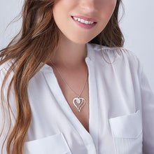Cargar imagen en el visor de la galería, Collar Personalizado de doble circonitas cúbicas corazón X0019 con texto nombre para mujer hombre Longitud Ajustable en plata de ley 925 chapado de oro rosa de 18K