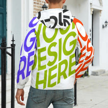 Cargar imagen en el visor de la galería, Chaqueta Gruesa de Velcro Invierno Con Capucha Cremallera para hombre A681 Personalizada con Impresión Completa de múltiples imágenes con Foto Logo Patrón Texto