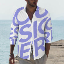 Cargar imagen en el visor de la galería, Camisa Casual Moderna de Manga Larga con Solapa y Bolsillo para Hombre AY007 Personalizada con Impresión Completa de Una Imagen con Foto Logo Patrón Texto