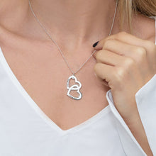 Cargar imagen en el visor de la galería, Collar de Corazón en Corazón con Diamantes para Mujer Hombre Pareja X0066 Grabado Personalizado con Texto Nombre