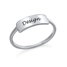Cargar imagen en el visor de la galería, Anillo con Placa de Identificación Grabada en Cobre J0019 Grabado Personalizado con Texto Nombre