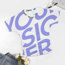 Cargar imagen en el visor de la galería, Camiseta Plisada Sexy con Cuello de Pico Manga Corta para Mujer BHT Personalizada Impresion Completa de Múltiples Imágenes con Foto Logo Patrón Texto