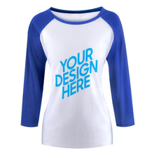 Cargar imagen en el visor de la galería, Camiseta de Manga Media 3/4 Bordada para Mujer de Algodón FS0803027 Personalizada con Foto Logo Patrón Texto