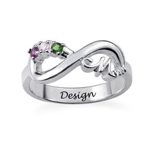Cargar imagen en el visor de la galería, Anillo Infinito de Circonitas Cúbicas de Plata 925 Chapada en Oro / Oro Rosa J0023 Grabado Personalizado con Texto Nombre Letras