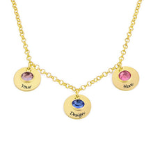 Cargar imagen en el visor de la galería, Collar Inicial de Colgantes con Piedra de Nacimiento en Plata de Ley 925 / Cobre X0084 Grabado Personalizado con Texto Nombre