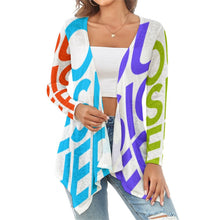 Cargar imagen en el visor de la galería, Cárdigan de Punto / Blusa de Manga Larga Suave para Mujer NZ050 Personalizado con Impresión Completa de múltiples imágenes con Foto Logo Patrón Texto