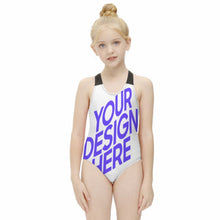 Cargar imagen en el visor de la galería, Bañador moda niña NT018 personalizado con patrón foto texto (impresión de imágenes múltiples)
