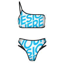 Cargar imagen en el visor de la galería, 2024 nuevo traje de baño de un solo hombro push-up bikini sin tirantes conjunto de 2 piezas personalizado con patrón foto texto (impresión de imagen única)