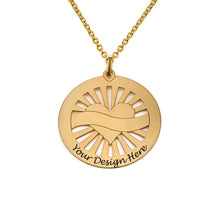 Cargar imagen en el visor de la galería, Collar Grabado de Colgante Redondo Corazón para Mujer X0082 Personalizado con Texto Nombre en Plata de Ley 925 / Cobre Bañado Oro Rosa