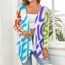 Cargar imagen en el visor de la galería, Cárdigan de Punto / Blusa de Manga Larga Suave para Mujer NZ050 Personalizado con Impresión Completa de múltiples imágenes con Foto Logo Patrón Texto