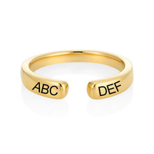 Cargar imagen en el visor de la galería, Anillo Abierto Apilable Personalizado en Cobre J0029 Grabado con Texto Nombre