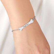 Cargar imagen en el visor de la galería, Pulsera con Colgante de Hueso de Perro Grabado S0037 para Mujer Hombre Personalizada con Texto Nombre
