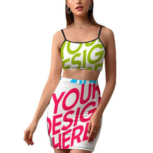 Cargar imagen en el visor de la galería, Falda casual de verano 2 piezas con crop top y falda NZ018 personalizado con patrón foto texto (impresión de imágenes múltiples)