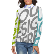 Cargar imagen en el visor de la galería, Jersey Suéter Holgado Básico de Cuello Alto para Mujer MY01 Personalizado con Impresión Completa de múltiples imágenes con Foto Logo Patrón Texto