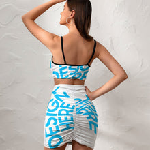 Cargar imagen en el visor de la galería, Conjunto de Falda Mini de Dos Piezas con Tirantes para Mujer NZ018 Personalizado con Impresión Completa con Foto Logo Patrón Texto