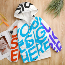 Cargar imagen en el visor de la galería, Chaqueta corta gruesa con forro polar para niños niñas A679 Personalizada con Impresión Completa de múltiples imágenes con Foto Logo Patrón Texto