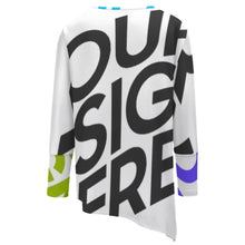 Cargar imagen en el visor de la galería, Camiseta manga larga con dobladillo irregular casual de moda para mujer XL Personalizada con Impresión Completa de múltiples imágenes con Foto Logo Patrón Texto