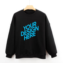 Cargar imagen en el visor de la galería, Sudadera para mujer con mangas abullonadas de vellón holgada con cuello redondo y hombros caídos casual NZ2205185 D85 Personalizada con Foto, Texto o Logo