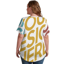 Cargar imagen en el visor de la galería, Camiseta de Manga Corta con Cuello en V para Mujer NZ109 Personalizada con Impresión Completa de múltiples imágenes con Foto Logo Patrón Texto