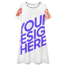 Cargar imagen en el visor de la galería, Vestido midi de manga corta para mujer F77Q personalizado con patrón foto texto (impresión de imágenes múltiples)