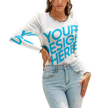 Cargar imagen en el visor de la galería, Blusa de Fondo / Camiseta Casual Moderno de Hilo de Red para Mujer NZ140 Personalizada con Impresión Completa de una imagen con Foto Logo Patrón Texto