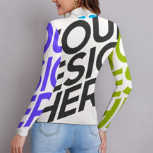 Cargar imagen en el visor de la galería, Suéter Jersey ligero elástico de cuello alto para mujer MY08 Personalizado con Impresión Completa de múltiples imágenes con Foto Logo Patrón Texto