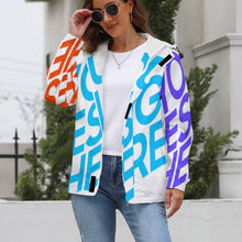 Cargar imagen en el visor de la galería, Chaqueta Corta de Manga Larga Forro Polar con Velcro de Moda Impermeable A681 Personalizada con Impresión Completa de múltiples imágenes con Foto Logo Patrón Texto