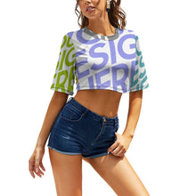 Cargar imagen en el visor de la galería, Crop Top Camiseta corta Sexy Cuello Redondo Manga Corta de mujer NZ110 Personalizado con Impresión Completa de múltiples imágenes con Foto Logo Patrón Texto