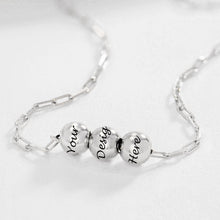 Cargar imagen en el visor de la galería, Collar con bolas longitud ajustable en plata de ley 925 chapado de oro rosa de 18K para mujer hombre X0047 Personalizado con texto nombre