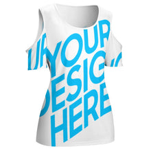 Cargar imagen en el visor de la galería, Camiseta de Manga Corta con Cuello en U Hombros Descubiertos para mujer ACT Personalizada con Impresión Completa de una imagen con Foto Logo Patrón Texto
