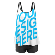 Cargar imagen en el visor de la galería, Tankini / Traje de Baño Talla Grande Sexy de Dos Piezas para Mujer QZ6072 Personalizado con Impresión Completa de una imagen con Foto Logo Patrón Texto