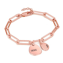 Cargar imagen en el visor de la galería, Pulsera de plata de ley 925 longitud ajustable con clip chapado de oro rosa de 18 quilates para mujer S0001 Personalizada con texto nombre