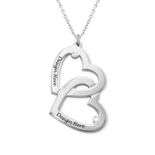 Cargar imagen en el visor de la galería, Collar de Corazón en Corazón con Diamantes para Mujer Hombre Pareja X0066 Grabado Personalizado con Texto Nombre