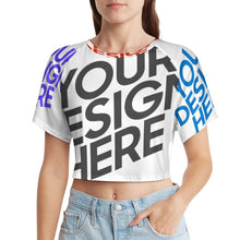 Cargar imagen en el visor de la galería, Camiseta crop top para mujer NT29 personalizado con patrón foto texto (impresión de imágenes múltiples)