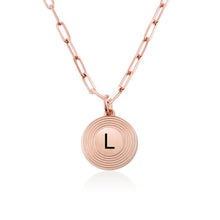 Cargar imagen en el visor de la galería, Collar con colgante redondo longitud ajustable en plata de ley 925 chapado de oro rosa de 18K para mujer hombre X0055 Personalizado con texto nombre letra