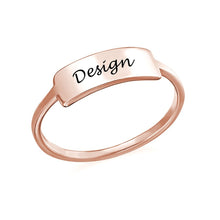 Cargar imagen en el visor de la galería, Anillo con Placa de Identificación Grabada en Cobre J0019 Grabado Personalizado con Texto Nombre