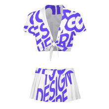 Cargar imagen en el visor de la galería, Disfraz de animadora uniforme crop top y falda para mujer personalizado con patrón foto texto (impresión de imagen única)